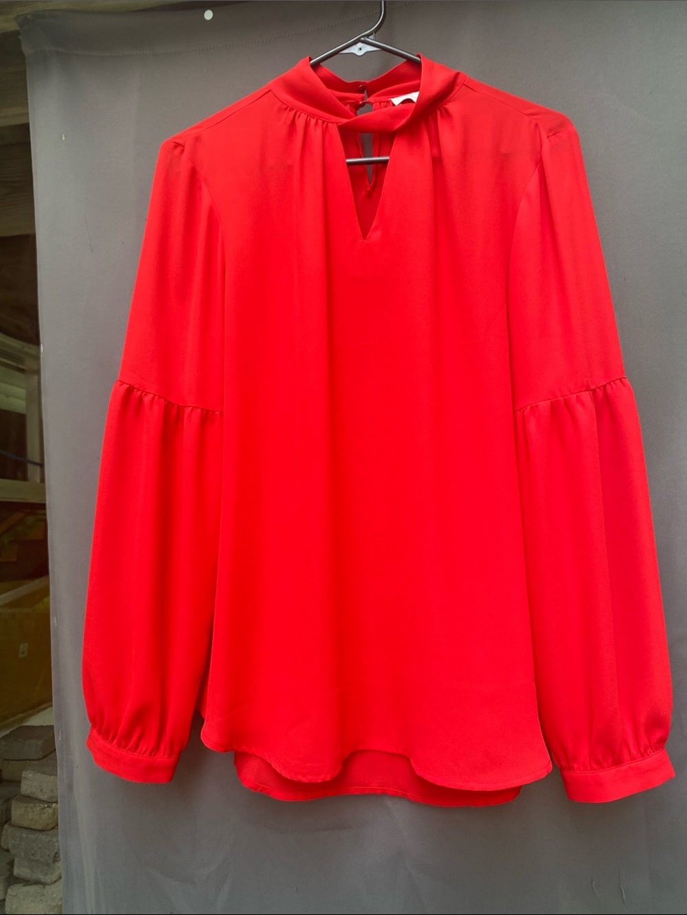 Women's Red Tie-Neck Blouse